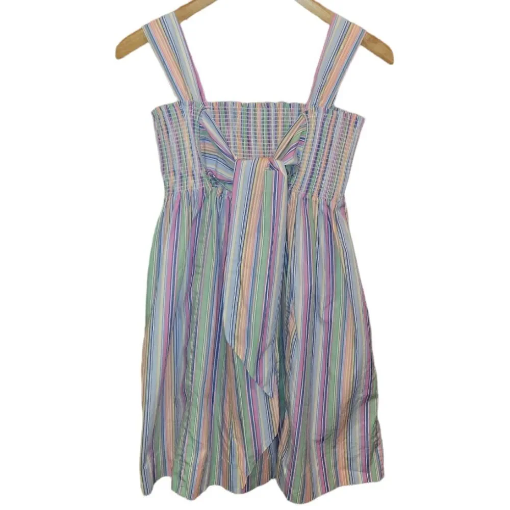 NWOT Ralph Lauren Multi Color Stripe Elastic Smocked Sleeveless Dress 12